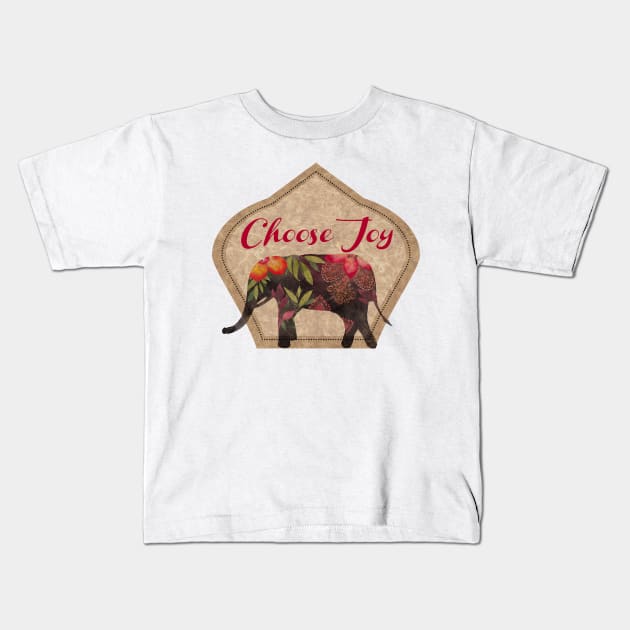 Choose Joy Boho Elephant Kids T-Shirt by She Gets Creative